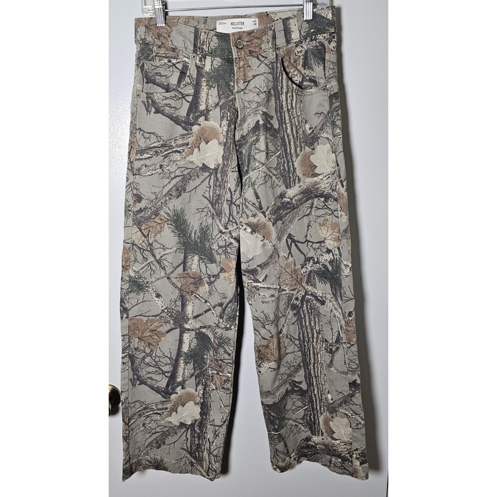 Hollister Super Baggy Camo Jeans Wide Leg Streetwear Skate Men Sz 29x30Fit 29x29